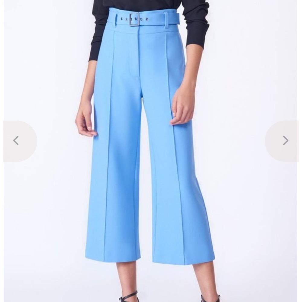 Veronica Beard Cropped Wide-Leg Pants in Light Blue